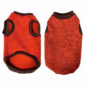 Pet Vest Fleece Lined Padded Warm Keeping Round Neck Pullover Dog Clothing (Option: Orange Red-S)