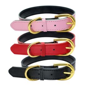 Genuine Leather Dog Collar; Wide Dog Collar; Soft Padded Breathable Adjustable Tactical Waterproof Pet Collar (Specification (L * W): S 37*1.5cm, colour: red)