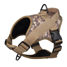 Dog Harness; large dog training tactical chest strap; K9 pet chest strap; vest type reflective dog rope; explosion-proof impulse traction (Specification (L * W): S, colour: black)