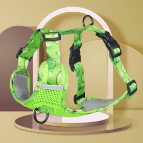 dog Harnesses; New style dog chest strap vest type big dog chest strap explosion-proof flush walking dog rope reflective pet traction rope (Specification (L * W): L, colour: green)