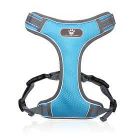 dog Harnesses; Pet Traction Rope Mesh Breathable Big Dog Chest Strap Vest Reflective Dog Rope Spot Wholesale (Specification (L * W): S (6-12 kg), colour: Light blue)