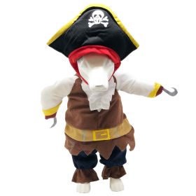 Pet Life 'Captain Snuggles' Pirate Pet Dog Costume Uniform (Color: navy, size: large)