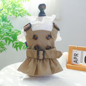 Pet Clothes Khaki Trench Coat Couple Clothes (Option: Khaki Button Skirt-XL)