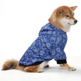 Christmas Dog Clothes Thickened Plaid Hooded Two-leg Sweater (Option: Blue Paisley-XXL)