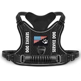 Shock Absorption Comfortable Night Vision Reflective Pet Harness Dog Vest Traction Chest Strap (Option: Black-S)