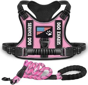 Shock Absorption Comfortable Night Vision Reflective Pet Harness Dog Vest Traction Chest Strap (Option: Pink With Rope-M)