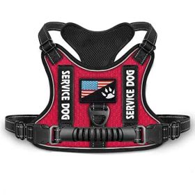 Shock Absorption Comfortable Night Vision Reflective Pet Harness Dog Vest Traction Chest Strap (Option: Red-L)